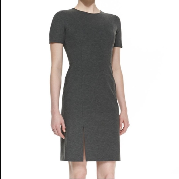 THEORY Winstine Refiner Short Sleeve Ponte Dress Size 2 Gray Professional Dress - Picture 1 of 16